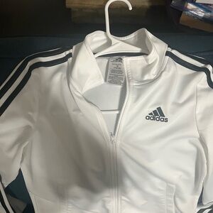 Adidas White boys Jacket with Black Stripes